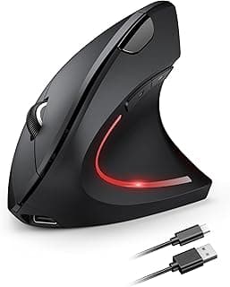 TECKNET Ergonomic Mouse Wireless, Rechargeable Mouse Wireless Silent for Carpal Tunnel Right Hand, 2.4GHz USB Vertical Mouse Wireless for Laptop, 5 Adjustable 4800 DPI, Computer, MacBook, Desktop