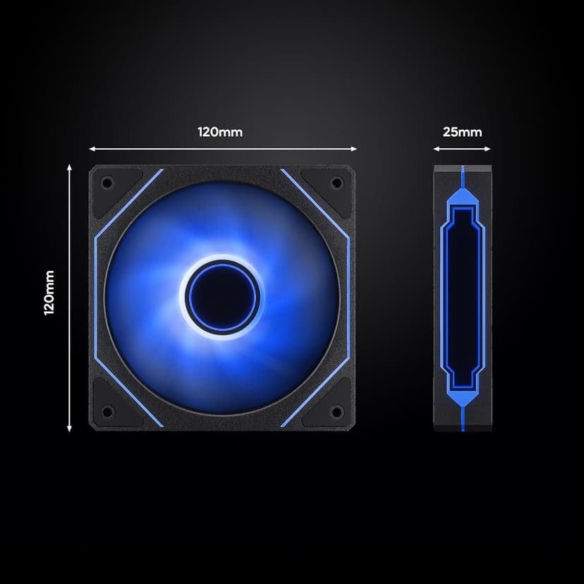 DARKROCK F120-3 in 1 120 mm Infinite Mirror Design Case Fans with PWM Control & ARGB Effect, Hydraulic Bearing for Low-Noise Operation - Suitable for Most PC Cooling Systems - Black