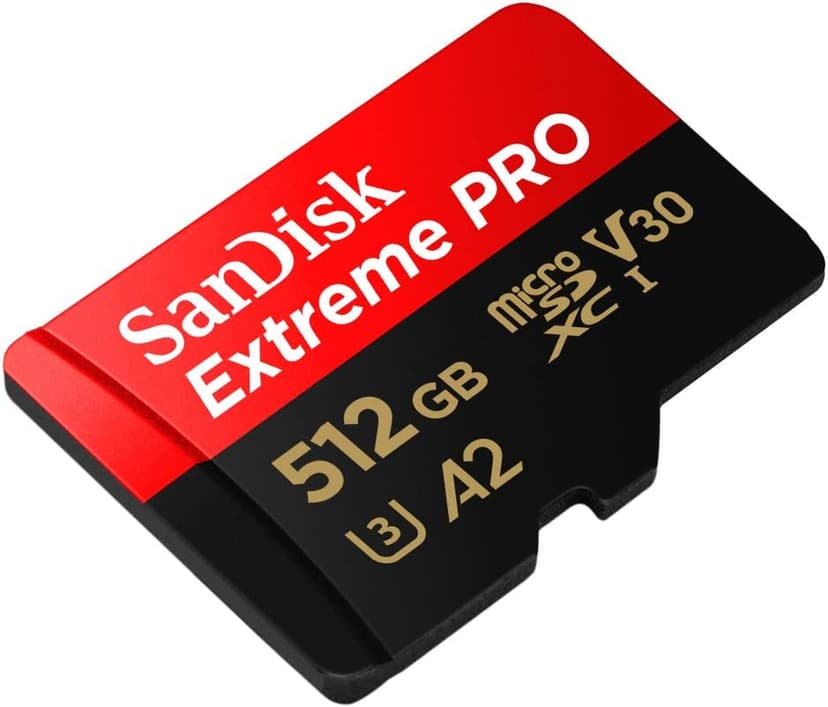 SanDisk Extreme PRO microSDXC UHS-I Memory Card 512 GB + Adapter & RescuePRO Deluxe (for Smartphones, Action Cameras or Drones, A2, Class 10, V30, U3, 200 MB/s Transfer)