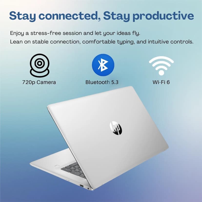 HP 17" Touchscreen Business Laptop, Intel 10-Core i7-1355U(Up to 5 GHz), Microsoft Office Pro Lifetime, 32 GB RAM, 1 TB SSD, HD Audio, 720P Webcam, WiFi 6, Bluetooth 5.3, Windows 11 Pro, Silver