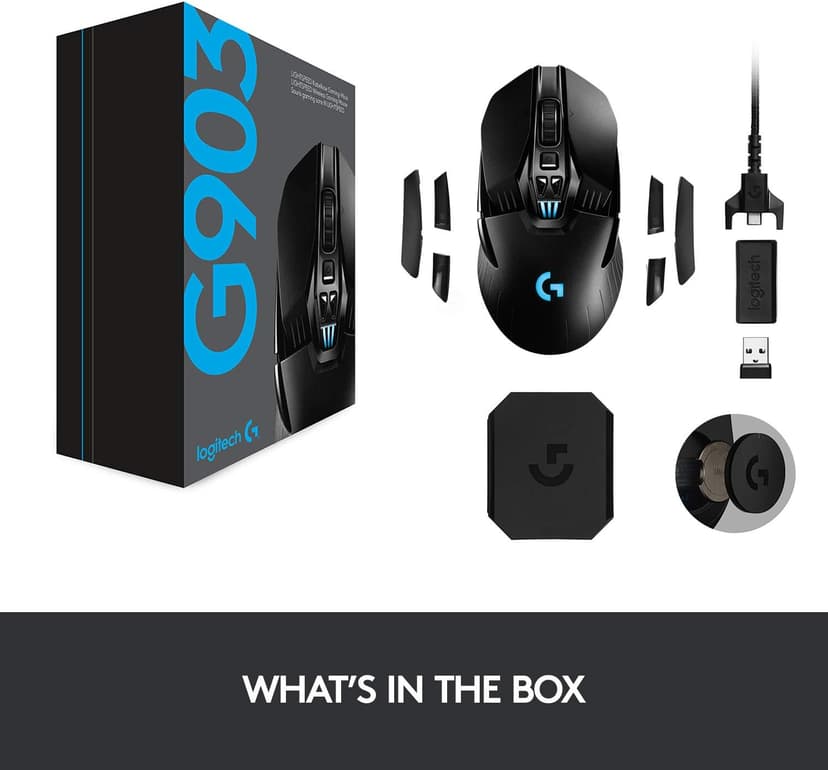 Logitech G903 LIGHTSPEED Wireless Gaming Mouse W/ Hero 25K Sensor, PowerPlay Compatible, 140+ Hour with Rechargeable Battery and Lightsync RGB, Ambidextrous, 107G+10G optional, 25,600 DPI, Black