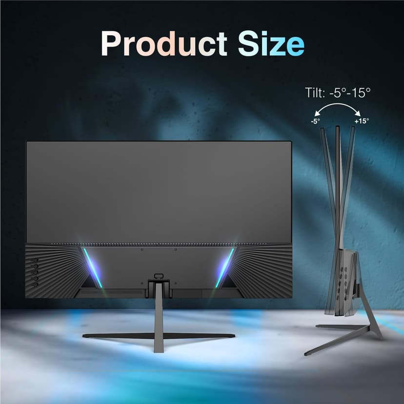 24inch Computer Monitor, 120Hz, FHD 1080p Office and Gaming Monitor, 1ms Response Time, 3-Sided Frameless, Ultra Slim, VESA Mountable, Anti-Blue Light Design, HDMI, VGA