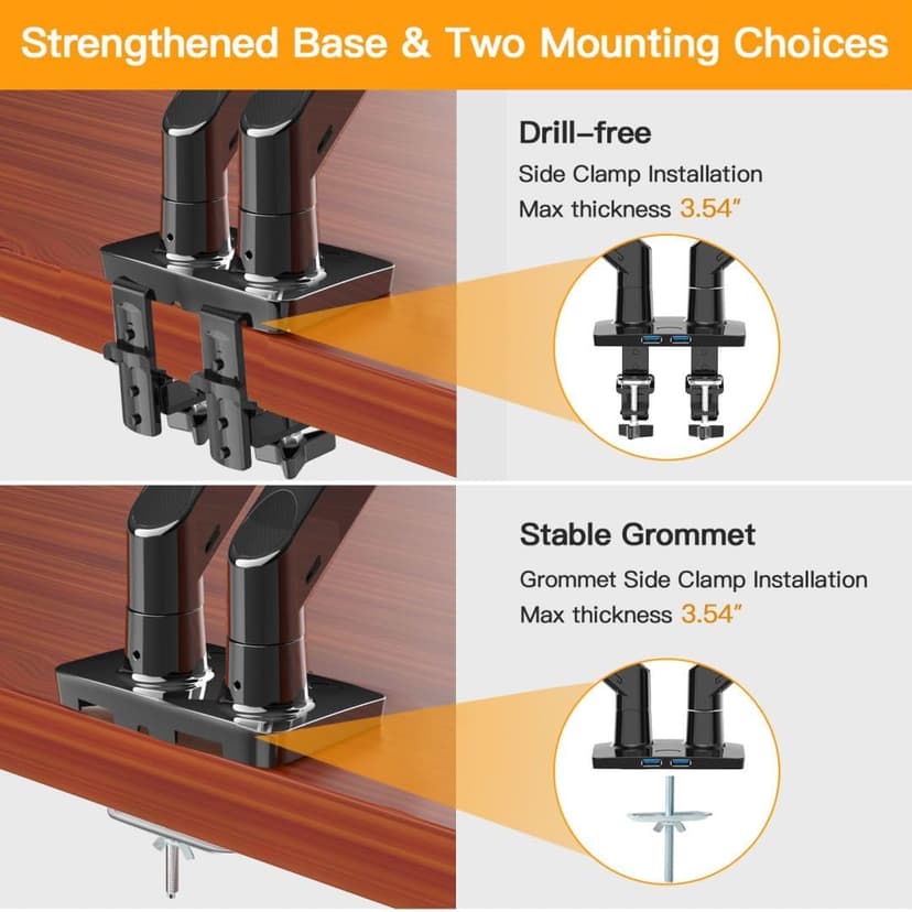 ErGear Dual Monitor Desk Mount up to 40 inches Screens, Max 26.4lbs Capacity Each, Heavy Duty Ultrawide Monitor Arm with USB Ports, Height Adjustable Monitor Stand, VESA 75x75mm or 100x100mm, Black