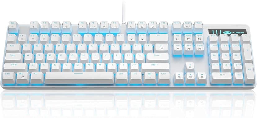 MageGee Mechanical Gaming Keyboard, Wired USB Adjustable Backlight Keyboard, New Mechanical Storm 100% Anti-ghosting Keyboard with Blue Switches for Windows PC/MAC Games (White)