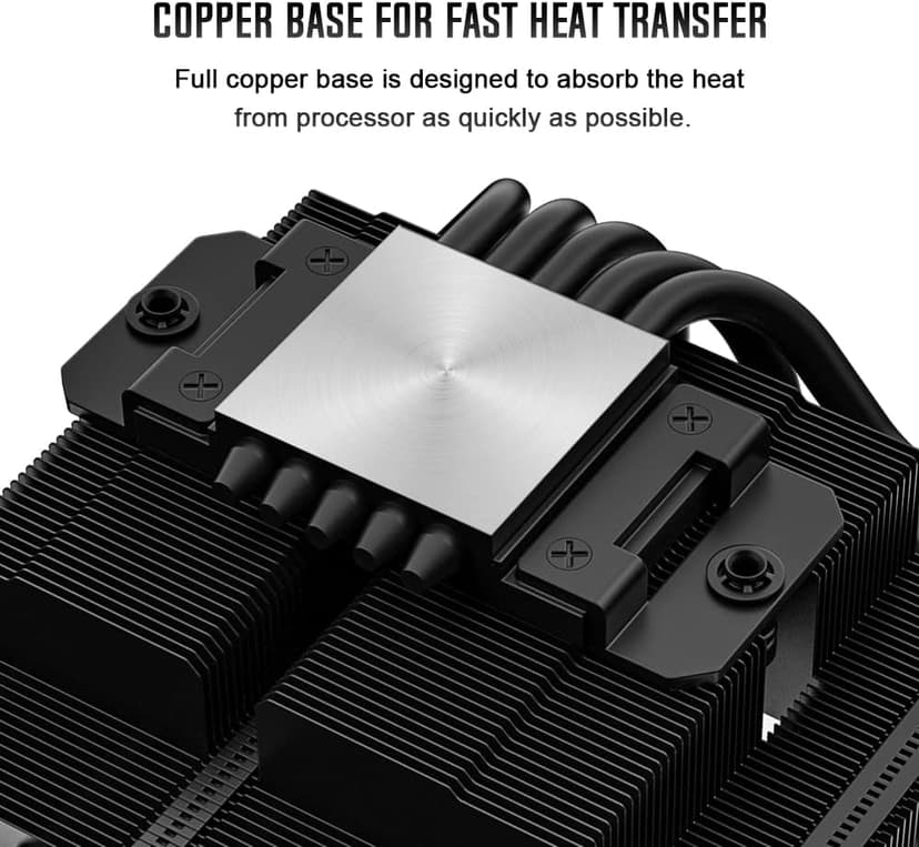 ID-COOLING IS-55 Black CPU Cooler Low Profile 55mm Height CPU Air Cooler 5 Heatpipes 120x120x15mm Slim Fan, CPU Fan for Intel LGA1851/1700/115X/1200; AMD AM4/AM5