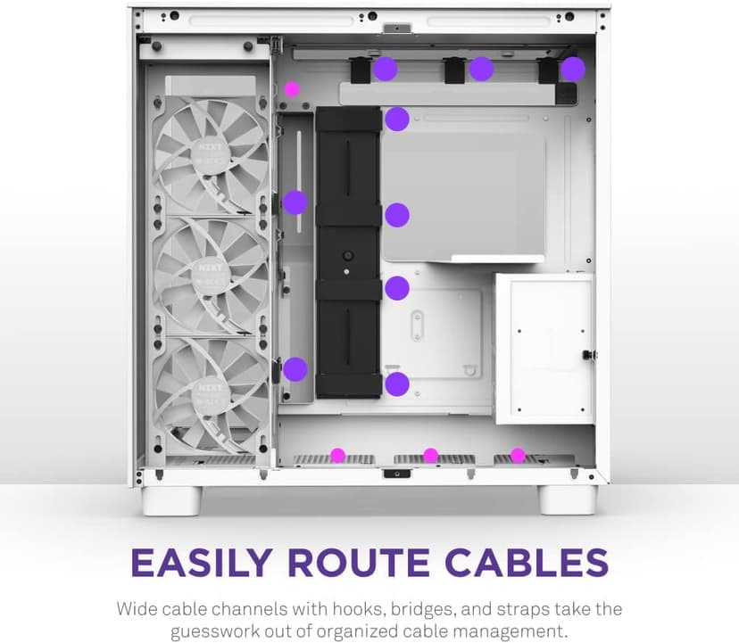 NZXT H9 Flow Dual-Chamber ATX Mid-Tower PC Gaming Case – High-Airflow Perforated Top Panel – Tempered Glass Front & Side Panels – 360mm Radiator Support – Cable Management – White