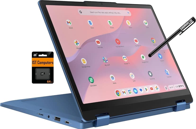 Lenovo Flex 3 3i 2-in-1 Chromebook (12.2" FHD+ Touchscreen, Intel N100, 4GB DDR5 RAM, 128GB (64GB eMMC + 64GB SD Card)) Student & Education Laptop, Webcam, NFC, HDMI, USB-C, IST Pen, Chrome OS, Blue