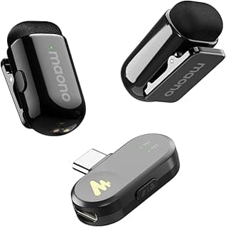 MAONO Wave T1 Mini Wireless Lavalier Microphone for iPhone 16 15, Android, Tablet, PC, Clip on Lapel Mic with USB-C Plug, Noise Cancellation, AI Voice Filter for Video Recording Vlog TikTok YouTube