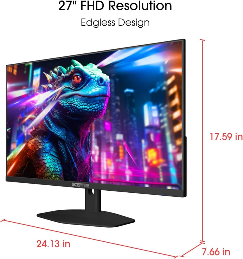 Sceptre 27-inch IPS Eye Care Monitor 100Hz DisplayPort HDMI and USB-C 100% sRGB Build-in Speakers, Machine Black 2024 (E275W-FP100T)
