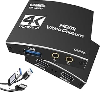 Capture Card for Streaming, HDMI to USB3.0 1080P 60FPS Audio Video Adapter, with 4K HDMI Loop-Out, for Recording/Streaming, Compatible with Nintendo Switch/Xbox/PS5/OBS/Camera/PC/Laptop