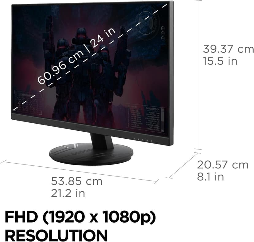 ViewSonic VX2416A 24 Inch 1080p 1ms 120Hz IPS Gaming Monitor with Eye Care, USB C, HDMI 1.4, and DisplayPort Inputs