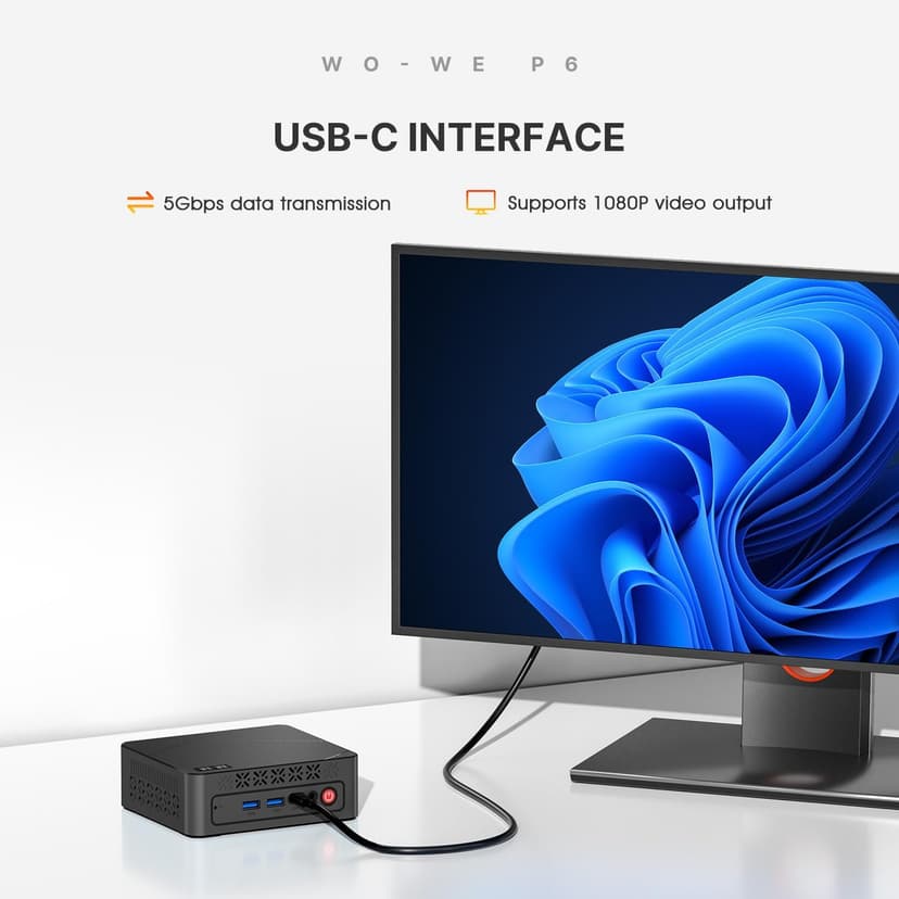 wo-we P6 Mini PC Ryzen 5 3550H(4C/8T,up to 3.7GHz) 16GB DDR4 RAM 512GB NVMe SSD Gaming PC, Radeon Vega 8 Graphics Mini Desktop Computer, Triple 4K 60Hz Displays, USB-C/USB 3.3/2.0/HDM I, WiFi5 BT5.0