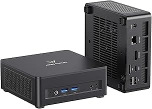 MINISFORUM UM690L Slim Mini PC, AMD Ryzen 9 6900HX Mini Computer (8C/16T, up to 4.9 GHz), 32 GB LPDDR5 and 1 TB PCIe 4.0 SSD, DP/HDMI 2.1/USB 4, 4 x USB Type-A, WiFi 6E/BT 5.3