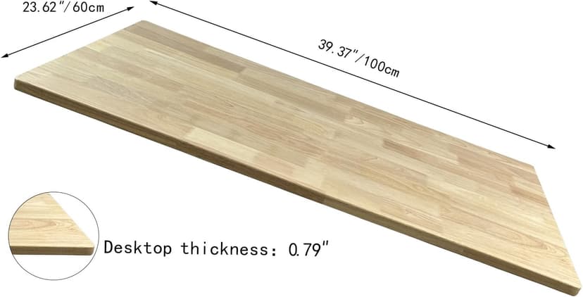 QLLY Solid Wood Table Top, Solid Board Replacement Desktop, One-Piece Wood Tabletop, Universal Countertop for Table and Workstation (Natural, 39.4"x23.6"/100x60cm Rectangular)