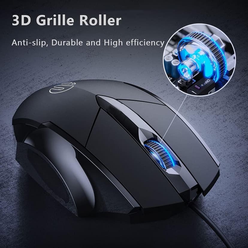 USB Computer Mouse Wired, Silent Click Corded Mouse 3-Button Wired Optical Mouse, Office and Home Mice, Ergonomic Shape for Windows Computers, Macs, iPad, PC and Laptops