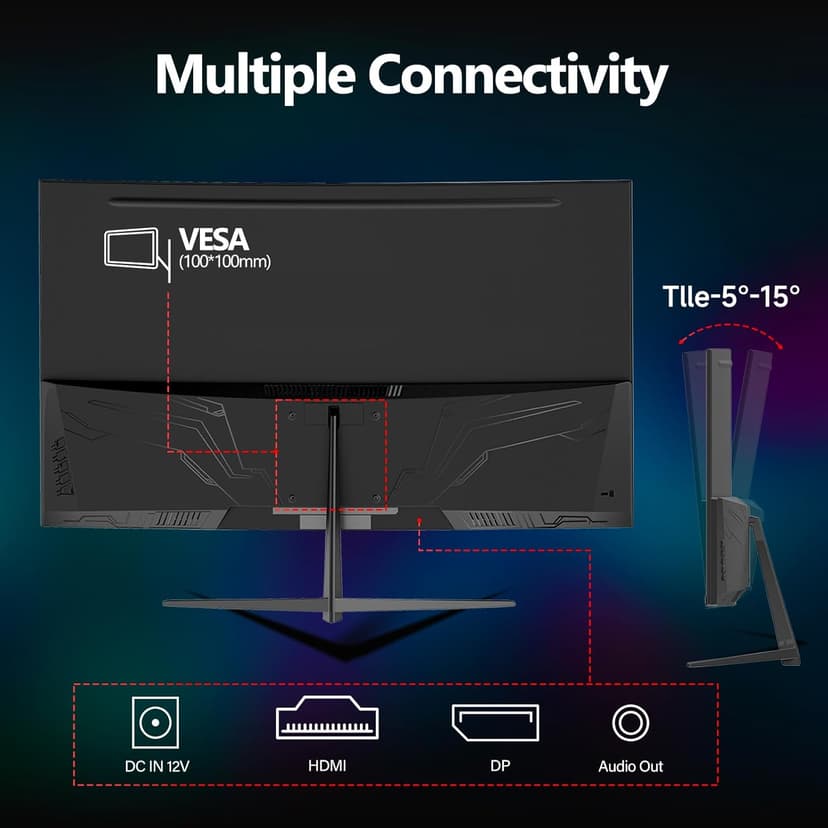 32 Inch Curved Gaming Monitor 240Hz, 1800R PC Monitor Full HD 1080P, Frameless Computer Dispaly with Freesync and Eye Care Technology, Wall Mountable