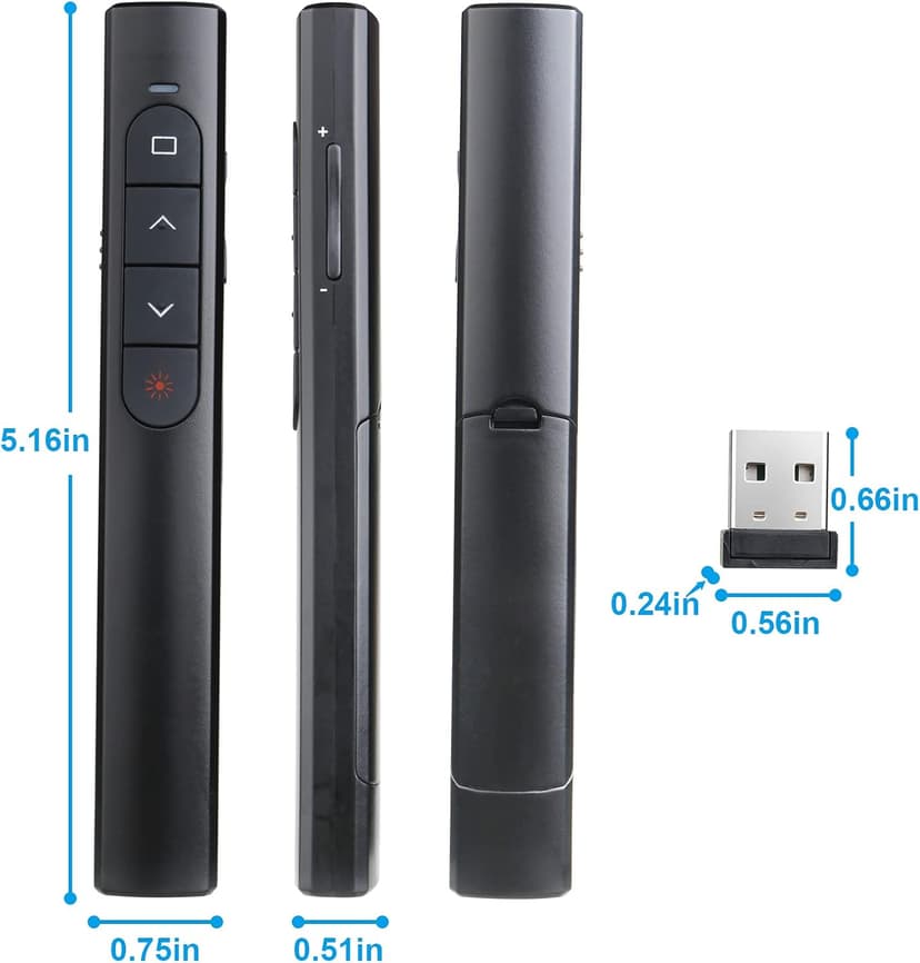 Wireless Presenter Remote, Presentation Clicker with Hyperlink & Volume Remote Control PowerPoint Office Presentation Clicker for Keynote/PPT/Mac/PC/Laptop(Battery Included)