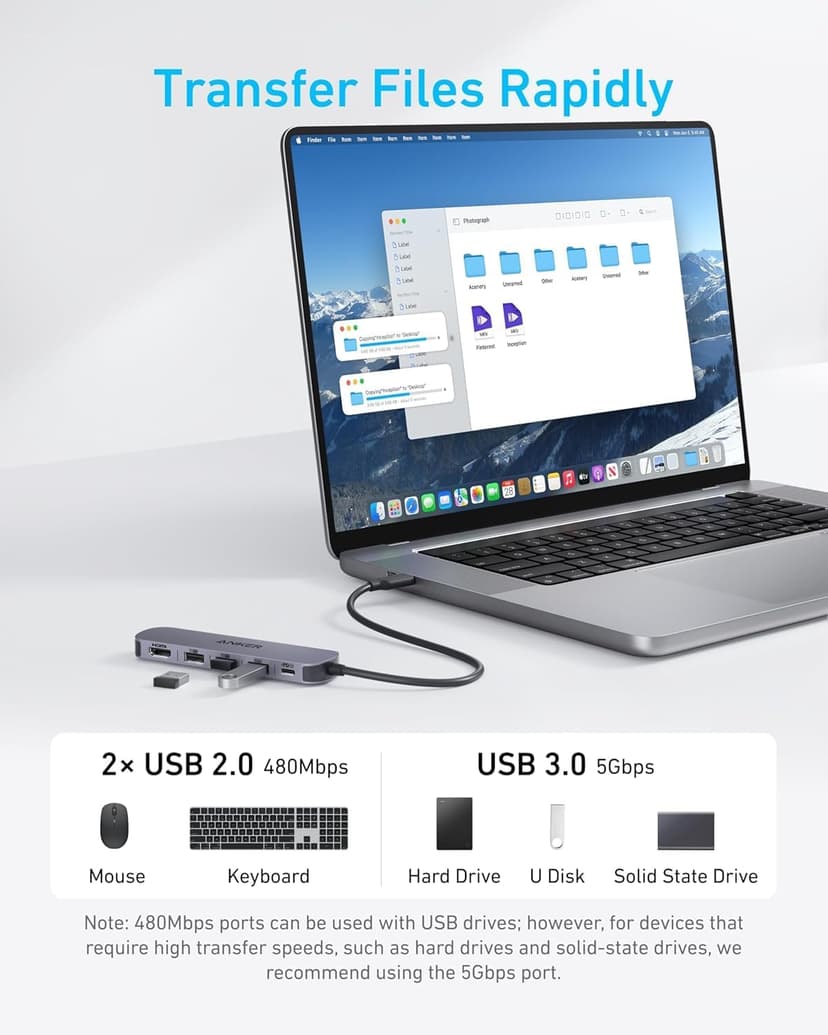 Anker USB C Hub (5-in-1), 4K@30Hz HDMI USB Hub with 90W Max Power Delivery, USBC & USBA Data Ports, Compact and Stylish for MacBook, Dell XPS, and More (Charger Not Included)