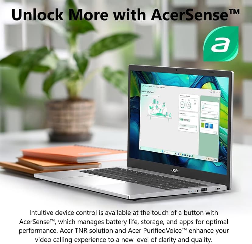 Acer Aspire Go 15 AI Ready Laptop | 15.6" Full HD (1920 x 1080) IPS Display | Intel Core 3 Processor N355 | Intel Graphics | 8GB DDR5 | 128GB UFS | Wi-Fi 6 | Windows 11 Home in S Mode | AG15-32P-39R2