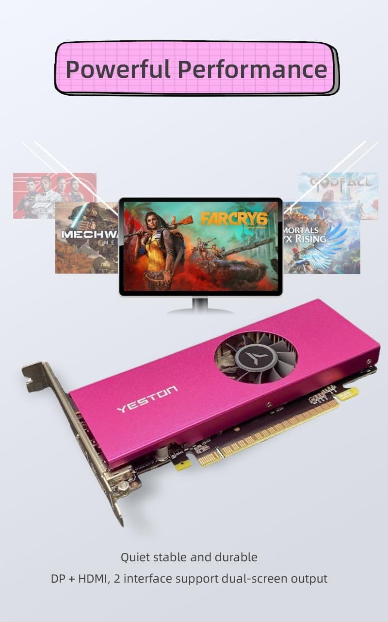 Yeston GeForce RTX 3050 6GB GDDR6 LP(Equipped with a Half Height Shifter) Graphics Cards pci Express 4.0 Video Cards Desktop Computer PC Video Gaming Graphics Card