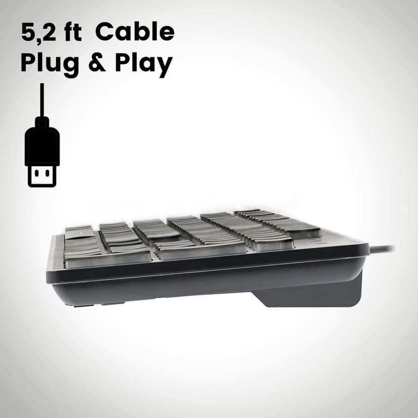 Perixx PERIBOARD-317 Wired Backlit USB Keyboard, Big Print Letter with White Illuminated LED, US English Layout,Black
