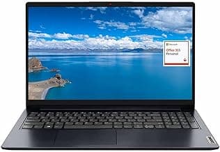 Lenovo IdeaPad 1 15.6" FHD Laptop, Intel Pentium Silver N6000, 12GB RAM, 256GB PCIe SSD+128GB eMMC, 1 Year Microsoft Office 365, Webcam, Type-C, SD Card Reader, Wi-Fi 6, Windows 11