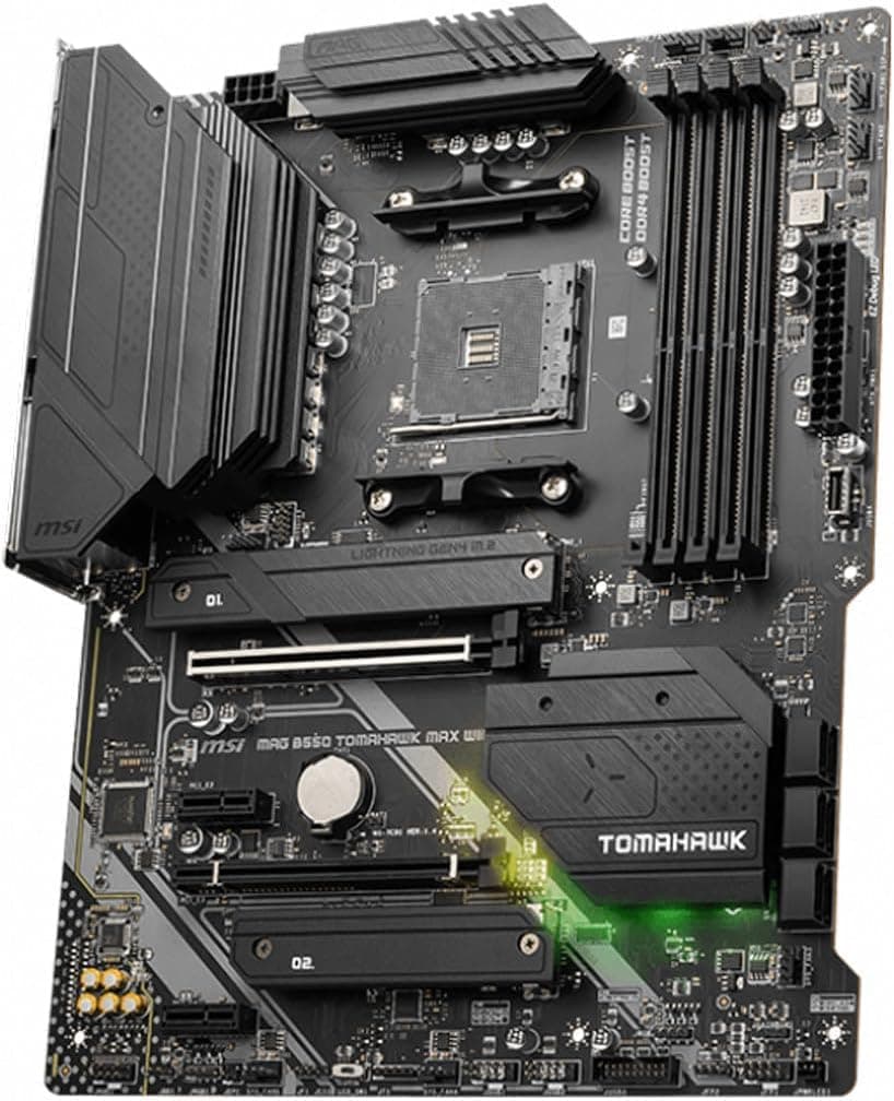 MSI MAG B550 Tomahawk MAX WiFi Gaming Motherboard (AMD Ryzen 5000 Series, AM4, DDR4, PCIe 4.0, SATA 6Gb/s, M.2, USB 3.2 Gen 2, HDMI/DP, Wi-Fi 6E, Bluetooth 5.2, 2.5Gbps LAN, ATX)