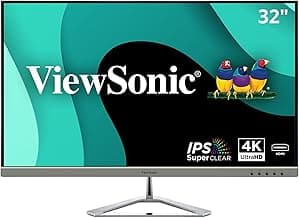 ViewSonic VX3276-4K-MHD 32 Inch 4K UHD Monitor with Ultra-Thin Bezels, HDR10 HDMI and DisplayPort for Home and Office