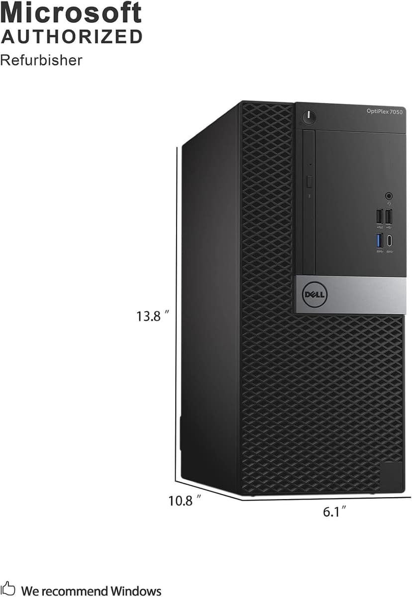 Dell 7050 Mini Tower Desktop Intel i7-7700 UP to 4.20GHz 32GB DDR4 New 1TB NVMe SSD + 2TB HDD USB Wi-Fi BT Dual Monitor Support Wireless Keyboard and Mouse Win10 Pro (Renewed)