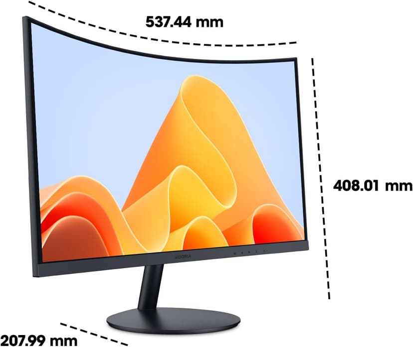 KOORUI 24 inch Curved Monitor, Full HD 1080P Curved Computer Monitor, 1500R Screen, HDMI VGA, Tilt Adjustment, LCD Display, Eye Care, Black 24N5CA
