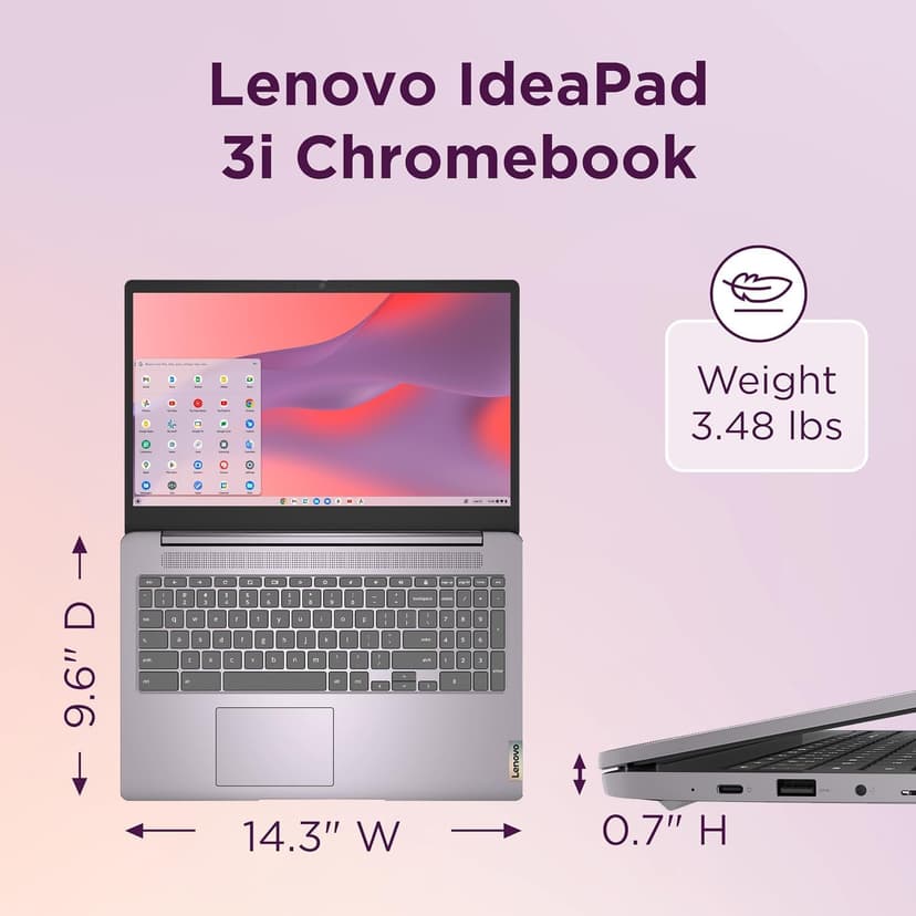 Lenovo Chromebook 15 (15.6" FHD Display, 4GB RAM, 128GB Storage (64GB eMMC + 64GB SD Card) 2TB Cloud Storage, Intel Celeron), Home & Student Laptop, Webcam, Wi-Fi 6, 10-Hr Long Battery Life, Chrome OS