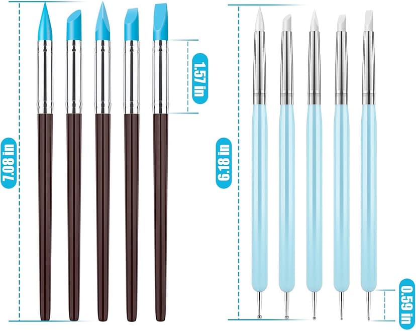 10Pcs Silicone Clay Sculpting Tool, Modeling Dotting Tool & Pottery Craft use for DIY Handicraft, Silicone Brush, Sculpture Pottery, Nail Art