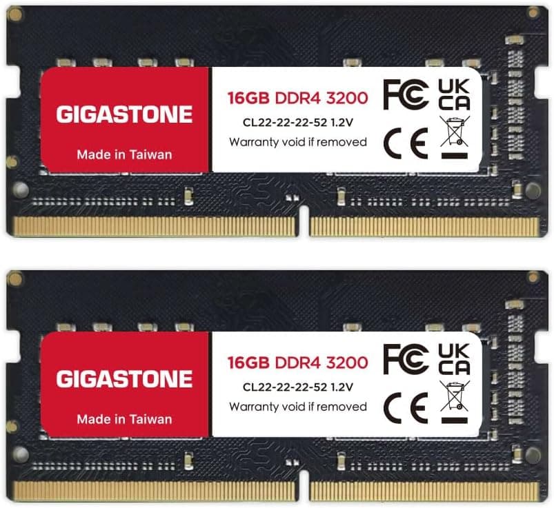 【DDR4 RAM Laptop Only】 GIGASTONE 32GB Kit (2x16GB) DDR4 3200MHz (2933MHz or 2666MHz) PC4-25600 (PC4-23400, 21300) CL22 1.2V SODIMM 260 Pin Unbuffered Non ECC High Performance Notebook Memory Upgrade