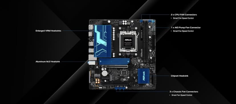 ASRock B850M-X R2.0 AM5 Micro-ATX Motherboard: AMD Ryzen 9000/8000/7000 Ready | DDR5 8200+ OC | PCIe 5.0 M.2 | 2.5G LAN | USB 3.2 Type-C | HDMI/DP
