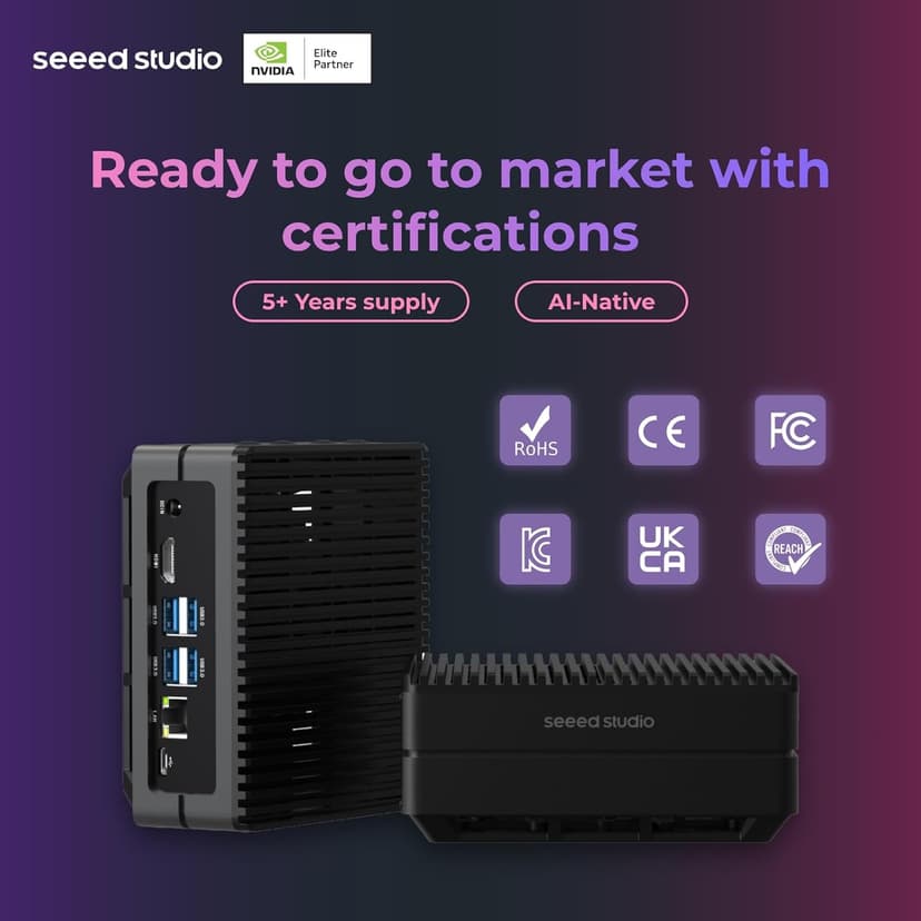 Seeed studio NVIDIA Jetson Nano Edge AI Device - reComputer J1010 Kit, Aluminium Case, Pre-Installed Jetpack System. Mini PC with 0.5 TFLOPs (FP16), Power Supply NOT Included