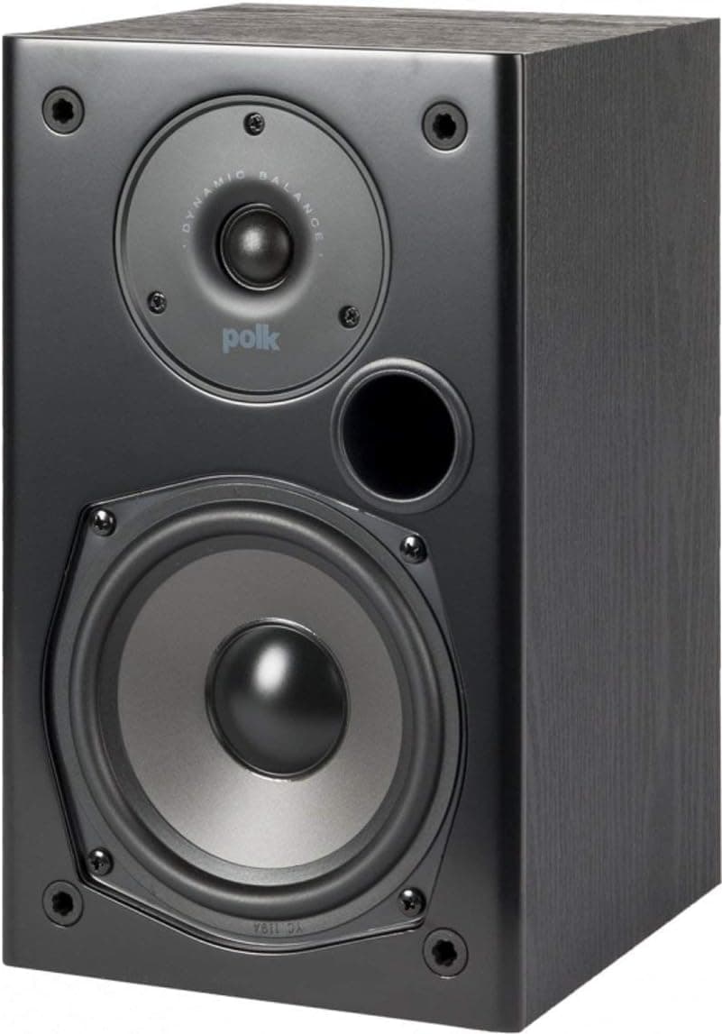 Polk Audio T15 Home Theater and Stereo Bookshelf Speakers – Deep Bass Response, Dolby and DTS Surround, Wall-Mountable, Pair, Black