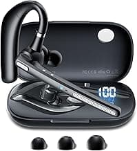 Bluetooth Headset V5.3, Wireless Earpiece with 500mAh Charging Case Hand-Free Headphones Noise Canceling Mic for Office/Driving/Business