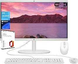 HP All-in-One Desktop PC, 21.5" FHD Display, 16GB RAM, 1TB SSD, Intel Celeron J4025, Webcam, WiFi 6, HDMI, Windows 11 Pro, with Microsoft Office Lifetime License