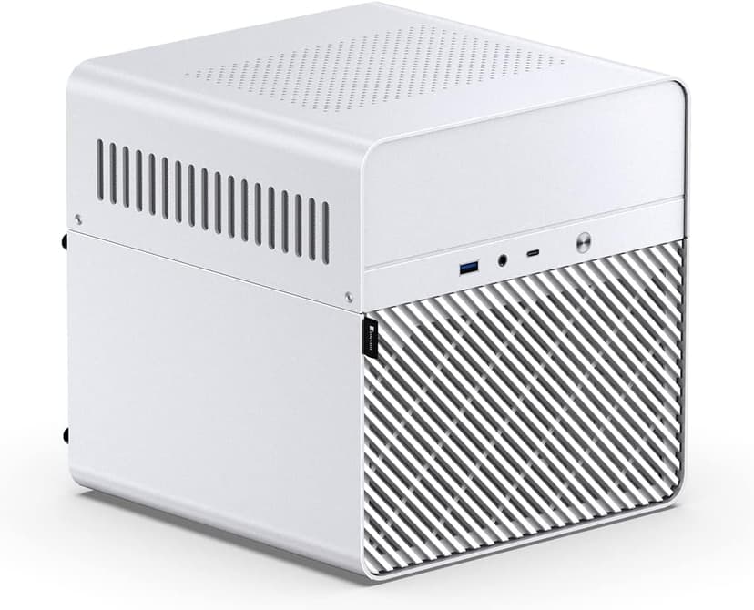 JONSBO N2 White NAS ITX Case 5+1 Disk Bays Mini Aluminum Case, Built-in 12cm Fan, SFX Power Bite (L150mm Max.), Support 65mm CPU Cooler, Integrated Upper Cover Removable，White