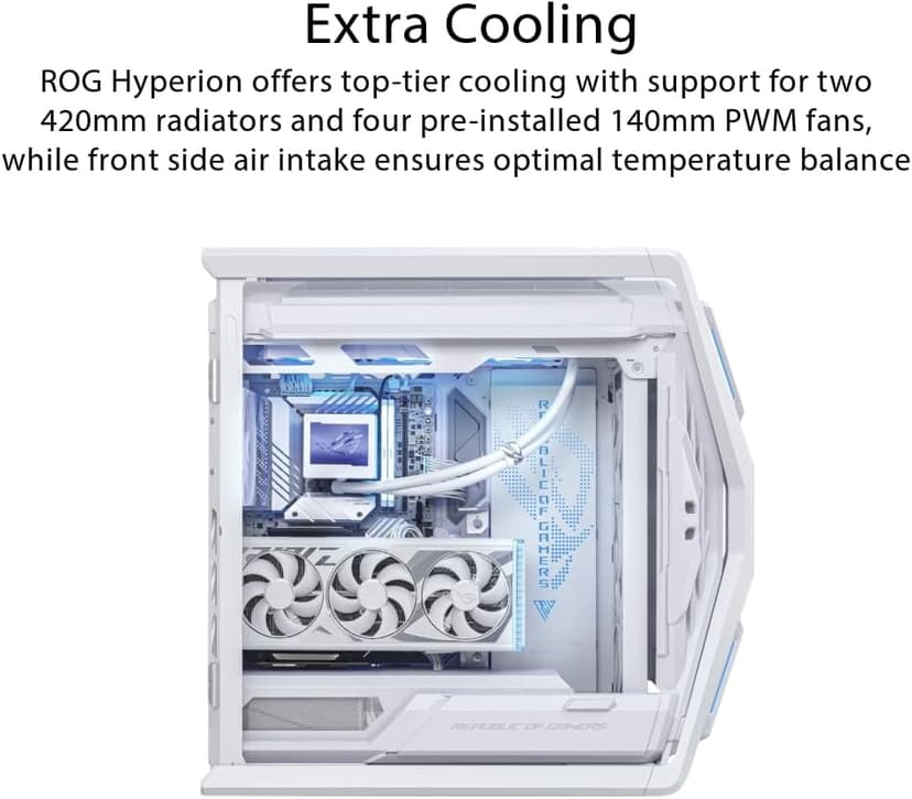 ASUS ROG Hyperion GR701 EATX Full-Tower Computer case with Semi-Open Structure, Tool-Free Side Panels, Supports up to 2 x 420mm radiators, Built-in Graphics Card Holder, 2X Front Panel Type-C