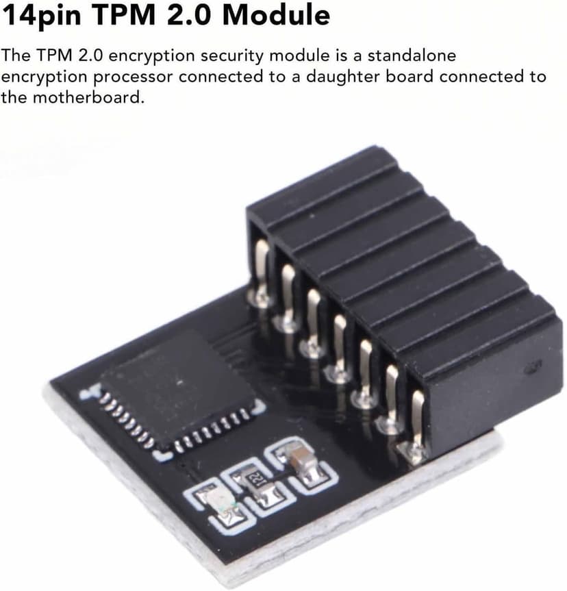 TPM 2.0 Module, Black PCB 14Pin SPI TPM 2.0 Encryption Security Module Remote Card Replacement TPM Chip Computer Components Fit for Motherboard Fit for Win11 System