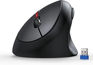 TECKNET Ergonomic Mouse, 4800 DPI Wireless Vertical Mouse, 5 Adjustable DPI Levels, 6 Buttons, 2.4G Silent Wireless Mouse for Laptop, PC, Chromebook, Mac - Black