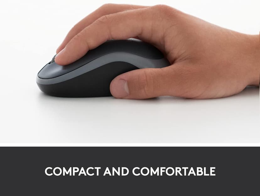 Logitech M185 Wireless Mouse, 2.4GHz with USB Mini Receiver, 12-Month Battery Life, 1000 DPI Optical Tracking, Ambidextrous PC/Mac/Laptop - Swift Grey
