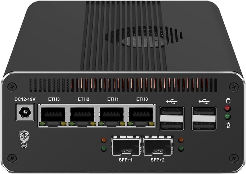 MGNAS14 Micro Firewall Appliance 10Gbe Router with Intel 14th Gen Core Ultra 7 155H, AI MINI PC with 2x10Gbe SFP+ 2xDDR5 RAM M.2 PCIe 4.0 SSD USB4 Support Pfsense|OPNsense|Openwrt|Windows
