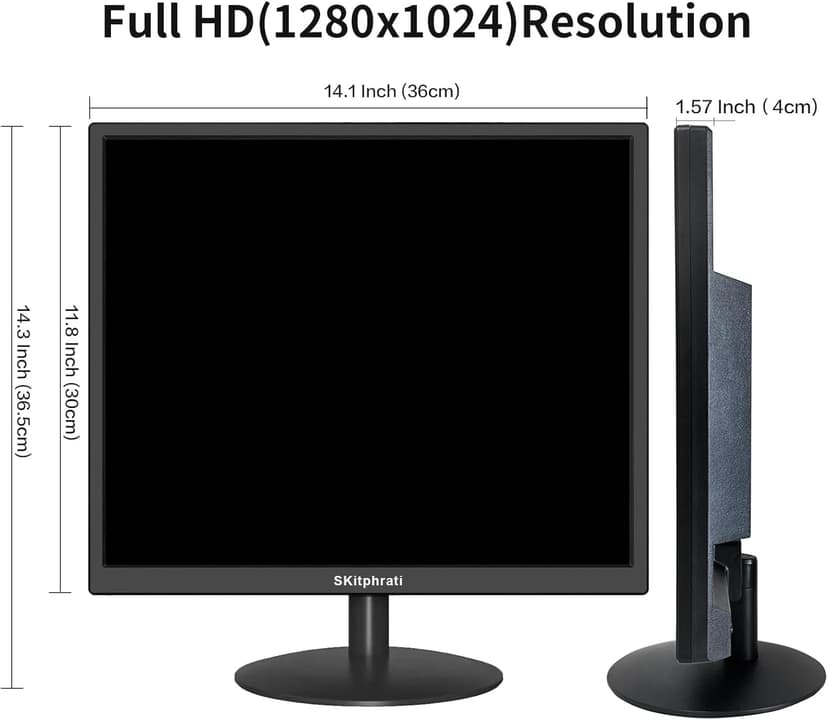17" Monitor Square Monitor 1280 X 1024 with 45% sRGB Color Correction and 5:4 Aspect Ratio, 75 Hz, VESA Mountable, VGA, HDMI, TN Panel