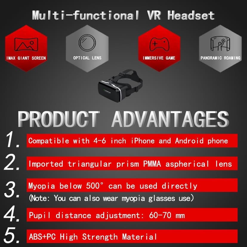 VR Headset with Remote Controller,3D Glasses Virtual Reality Headset for VR Games & 3D Movies, VR Headset for iPhone & Android Phone,VR Glasses Suitable for Kids and Adults