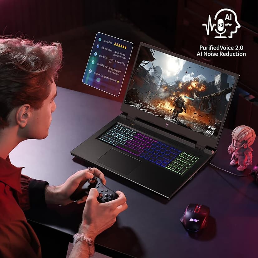 Acer Nitro 17 Gaming Laptop | AMD Ryzen 5 8645HS Hexa-Core AI Capable Processor | NVIDIA GeForce RTX 4050 Laptop GPU | 17.3" FHD IPS 165Hz Display | 16GB DDR5 | 512GB SSD | Wi-Fi 6E | AN17-42-R61S
