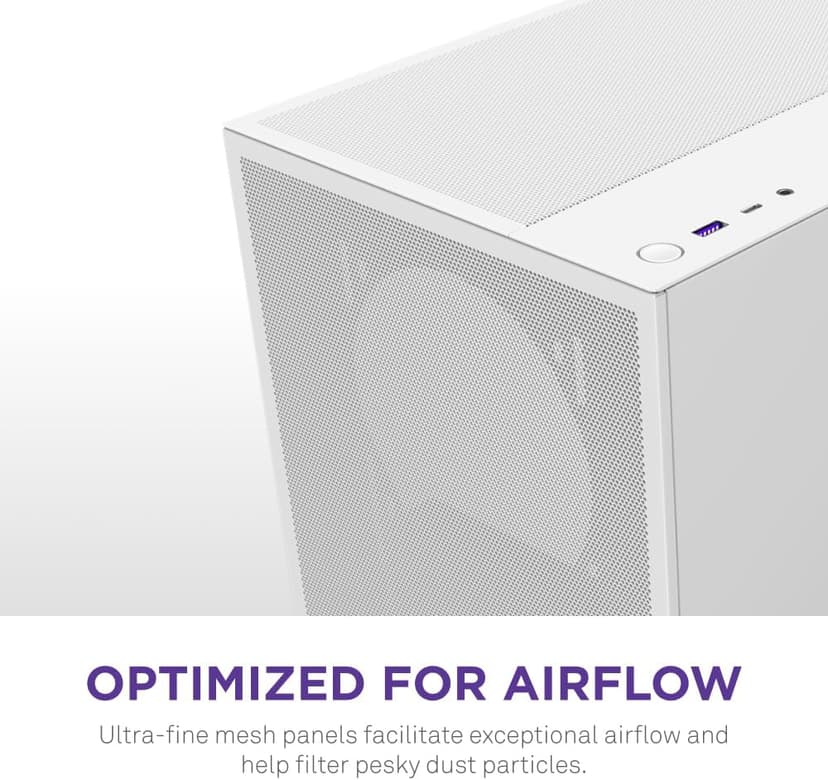 NZXT H5 Flow 2024 - Compact ATX Mid-Tower PC Gaming Case - High Airflow - 2 x 120mm Fans Included - 360mm Front & 240mm Top Radiator Support - Cable Management System - Tempered Glass - White