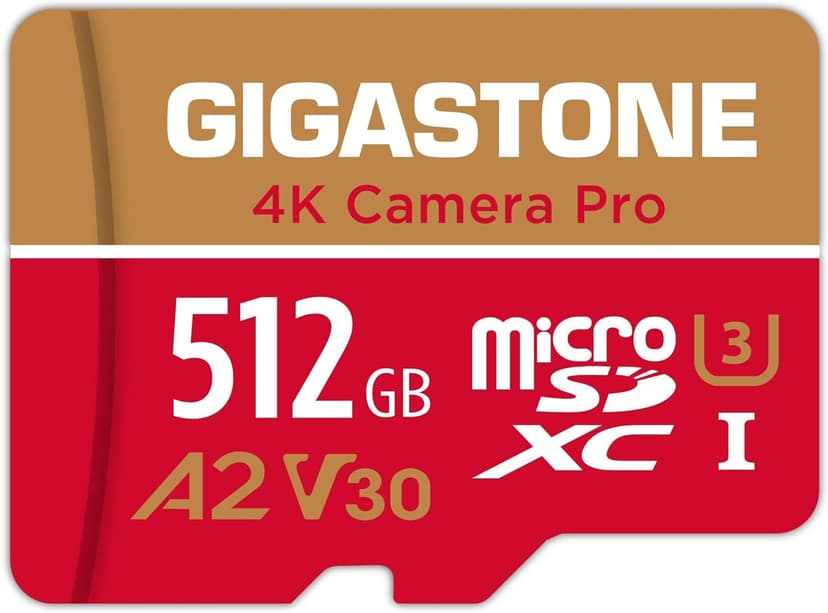 [5-Yrs Free Data Recovery] GIGASTONE 512GB Micro SD Card, 4K Camera Pro, A2 V30 for Smartphone, Gopro, Action Cams, 4K UHD Video Recording , Up to 100MB/s, UHS-I U3 C10 Class 10 with Adapter
