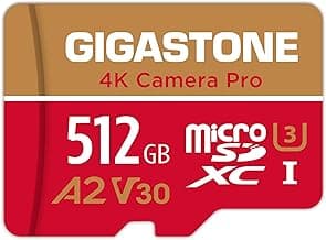 [5-Yrs Free Data Recovery] GIGASTONE 512GB Micro SD Card, 4K Camera Pro, A2 V30 for Smartphone, Gopro, Action Cams, 4K UHD Video Recording , Up to 100MB/s, UHS-I U3 C10 Class 10 with Adapter